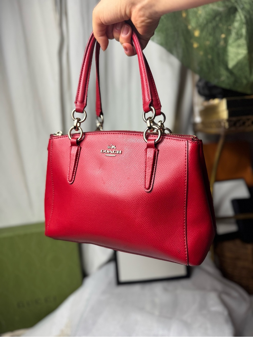 Vintage Red Coach Mini Christie Carryall handbag no strap